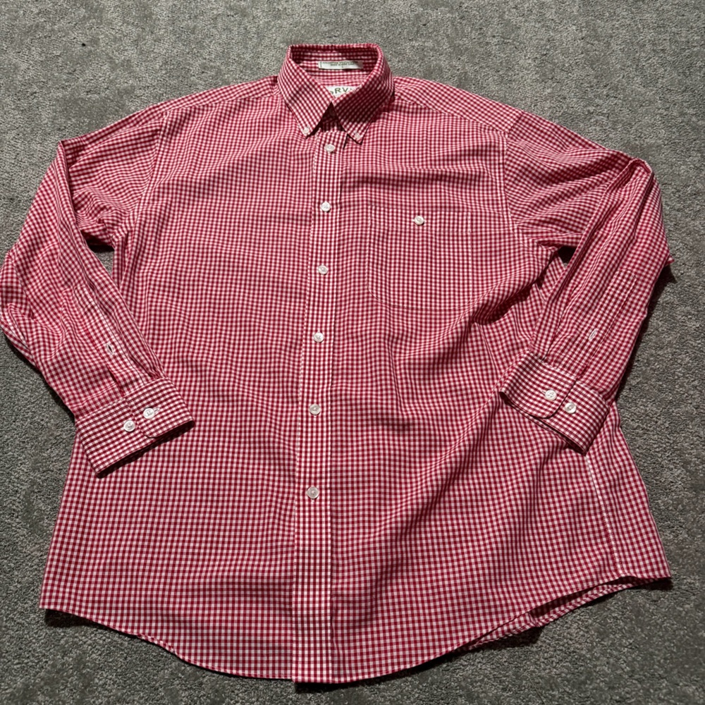 Orvis men’s red checkered long sleeve button down shirt size large